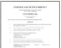 Potvrda činjenica o kompaniji - Certificate of Incumbency